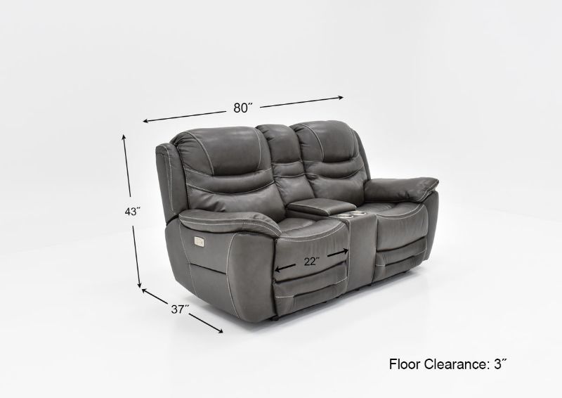 Dimension Details of the Dallas POWER Reclining Loveseat in Gray | Home Furniture Plus Bedding