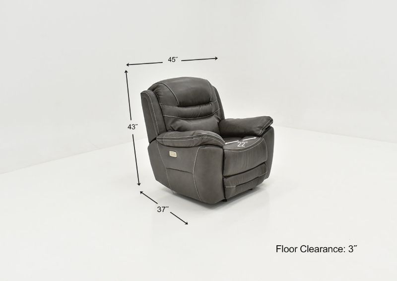Dimension Details of the Dallas POWER Recliner in Gray | Home Furniture Plus Bedding