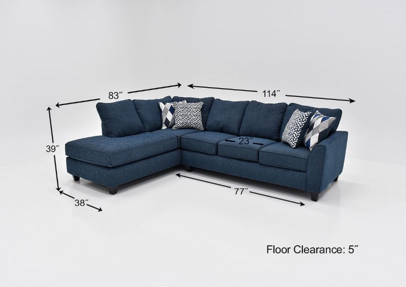 Dimension Details of the Endurance Sectional Sofa in Navy Blue by Albany Industries | Home Furniture Plus Bedding