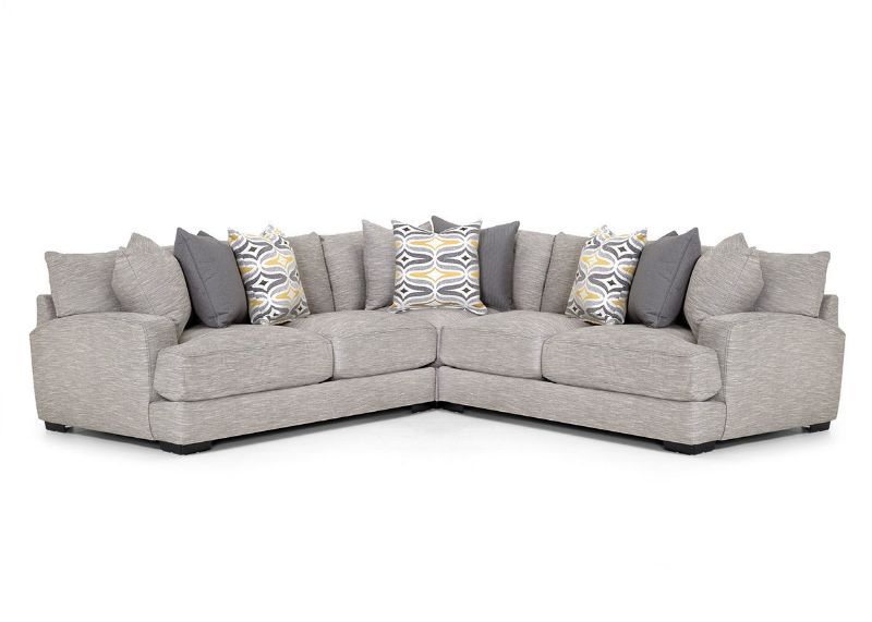 Front View of the Barton 3 Piece Sectional Sofa in Gray by Franklin Corporation | Home Furniture Plus Bedding