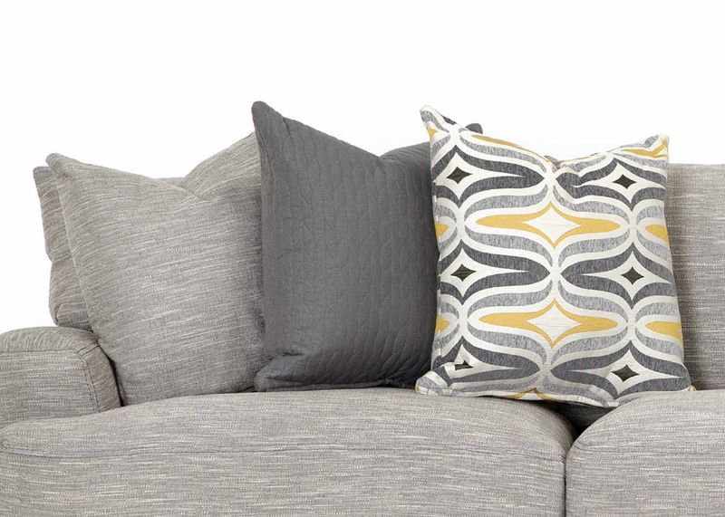 Close Up View of the Pillows on the Barton 3 Piece Sectional Sofa in Gray by Franklin Corporation | Home Furniture Plus Bedding