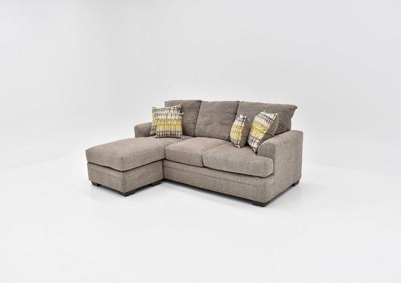 Slightly Angled View of the Perth Sofa with Chaise in Pewter by Peak Living Furniture | Home Furniture Plus Bedding