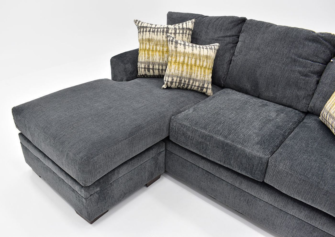 Angled Close Up View of the Perth Sofa with Chaise in Smoke by Peak Living Furniture | Home Furniture Plus Bedding