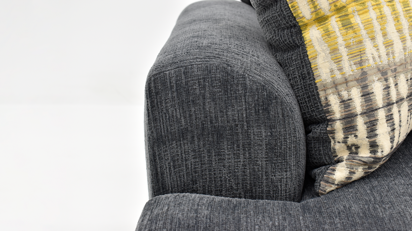 Close Up View of the Arm on the Perth Sofa in Smoke Gray by Peak Living Furniture | Home Furniture Plus Bedding