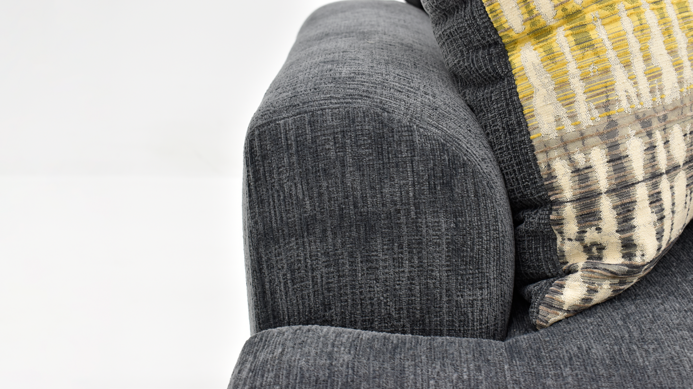 Close Up View of the Arm on the Perth Loveseat in Smoke Gray by Peak Living Furniture | Home Furniture Plus Bedding
