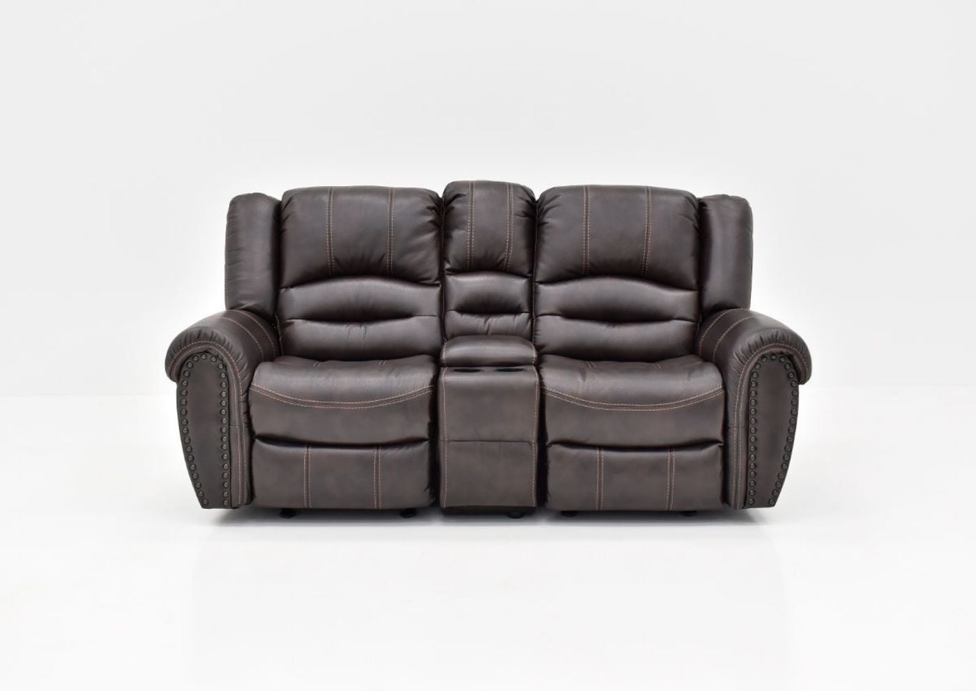Front Facing View of the Torino Reclining Loveseat in Brown by Man Wah | Home Furniture Plus Bedding
