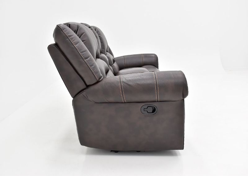 Side View of the Torino Reclining Loveseat in Brown by Man Wah | Home Furniture Plus Bedding