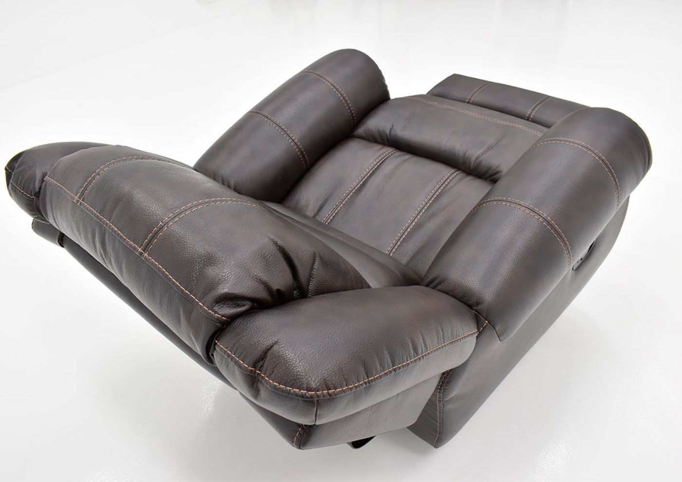 Overhead View of the Reclined Torino Glider Recliner in Brown by Man Wah | Home Furniture Plus Bedding