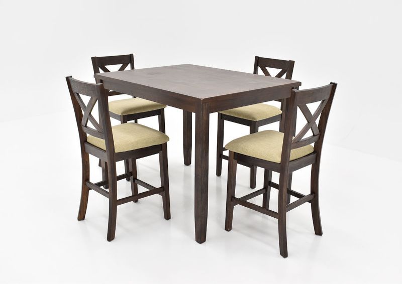 Slightly Angled View of the Walnut Creek 5 Piece Counter Height Dining Set by Jofran | Home Furniture Plus Bedding