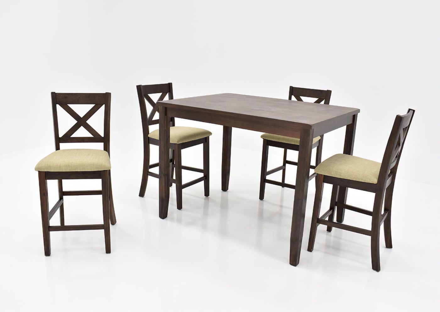 Slightly Angled View with Chair Pulled Out of the Walnut Creek 5 Piece Counter Height Dining Set  by Jofran | Home Furniture Plus Bedding