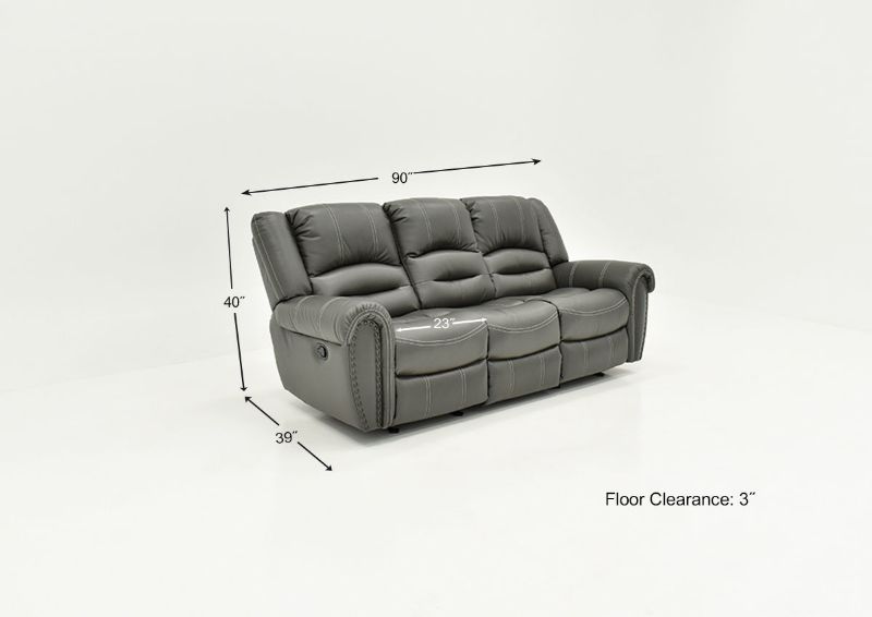 	Dimension Details of the Torino Reclining Sofa in Gray by Man Wah | Home Furniture Plus Bedding