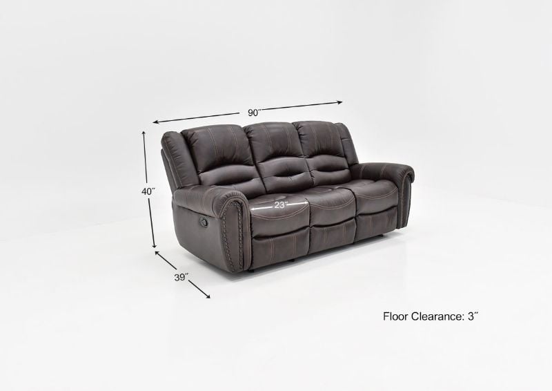 Dimension Details  of the Torino Reclining Sofa in Brown by Man Wah | Home Furniture Plus Bedding
