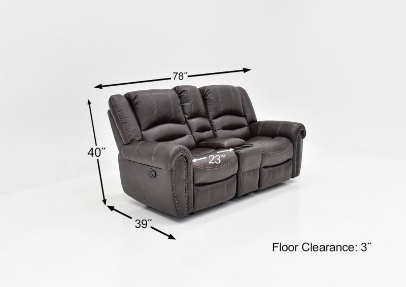 Dimension Details  of the Torino Reclining Loveseat in Brown by Man Wah | Home Furniture Plus Bedding