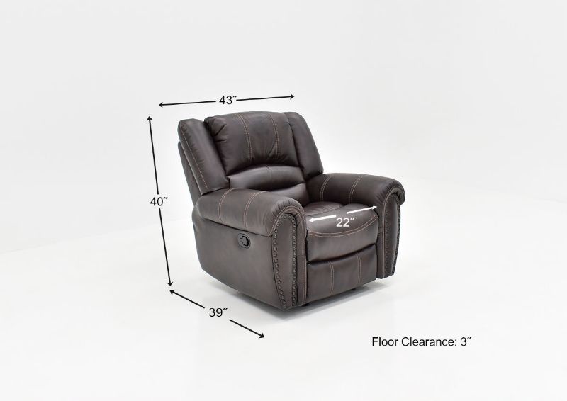 Dimension Details  of the Torino Recliner in Brown by Man Wah | Home Furniture Plus Bedding