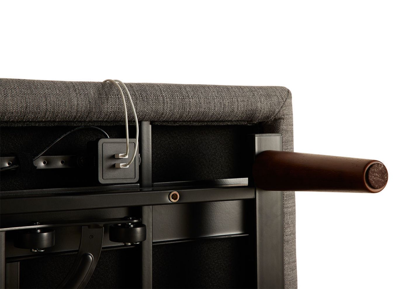 View of the Underside of the Purple Ascent Adjustable Base in Twin XL Showing the USB Charging Ports | Home Furniture Plus Bedding