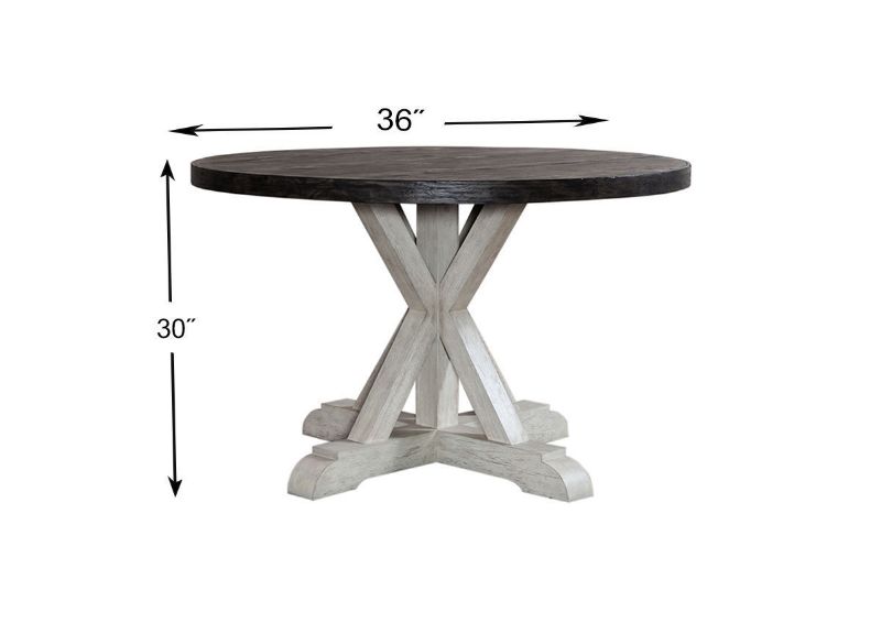 Dimension Details  of the Willowrun  Round Dining Table in Two-Tone White and Gray by Liberty Furniture | Home Furniture Plus Bedding