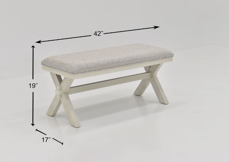 Dimension Details of the Breckenridge Dining Bench  in White by Standard Furniture | Home Furniture Plus Bedding