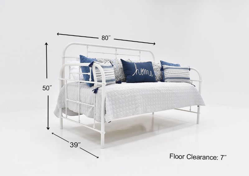 Dimension Details of the Vintage Metal Daybed in White by Liberty Furniture | Home Furniture Plus Bedding