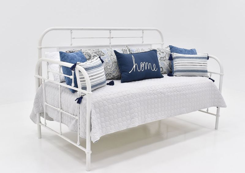 Slightly Angled View of the Vintage Metal Daybed in White by Liberty Furniture | Home Furniture Plus Bedding