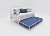 Slightly Angled View with Fully Extended Trundle of the Vintage Metal Daybed with Trundle in White by Liberty Furniture | Home Furniture Plus Bedding