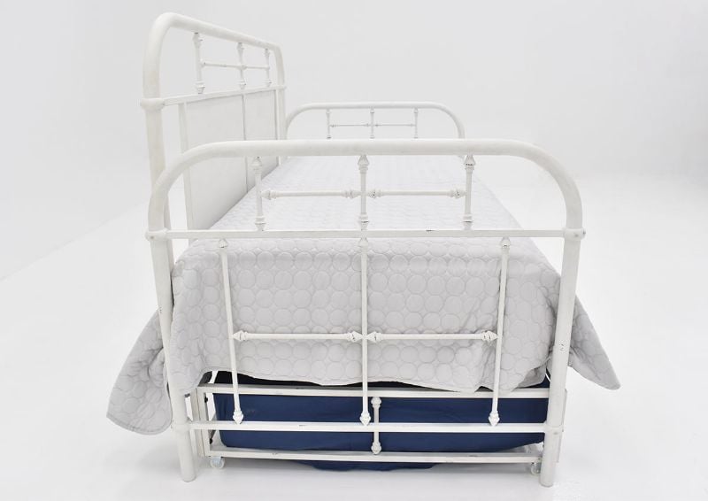 Side View of the Vintage Metal Daybed with Trundle in White by Liberty Furniture | Home Furniture Plus Bedding