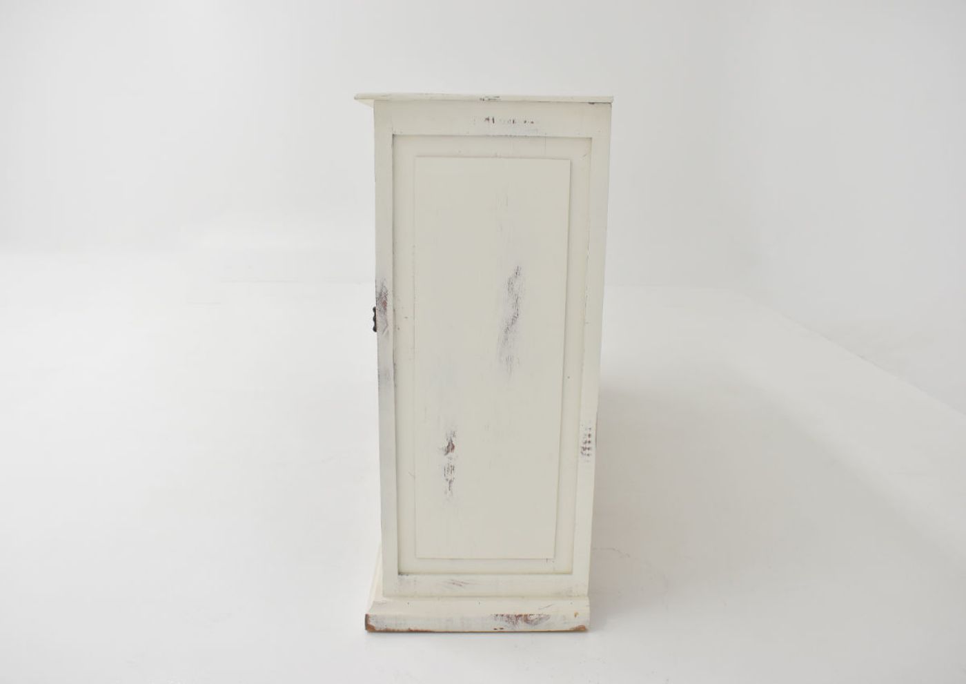 Side View of the White India 4 Door Console Cabinet by Vintage Furniture | Home Furniture Plus Bedding