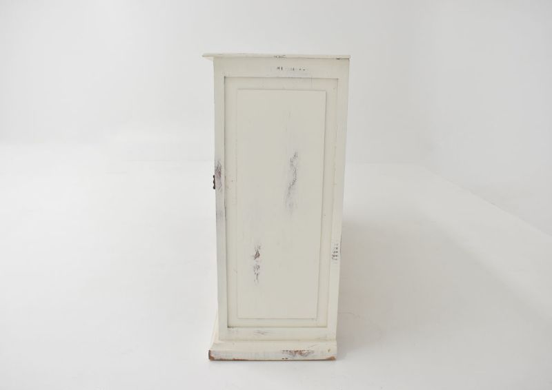 Side View of the White India 4 Door Console Cabinet by Vintage Furniture | Home Furniture Plus Bedding