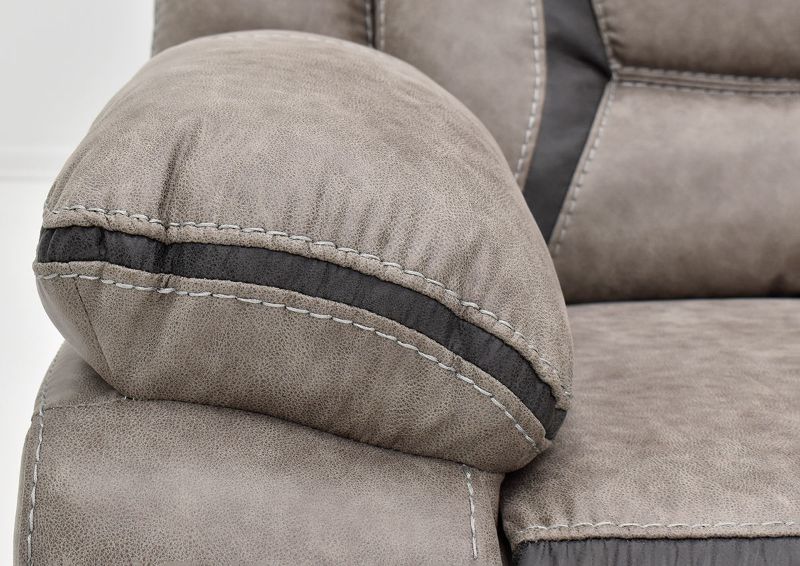 Close Up View of the Arm on the  Acropolis Reclining Sectional Sofa in Taupe by Standard Furniture | Home Furniture Plus Bedding