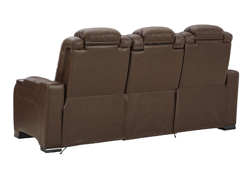Rear View of the Man-Den Power Reclining Sofa in Mahogany Brown by Ashley Furniture | Home Furniture Plus Bedding