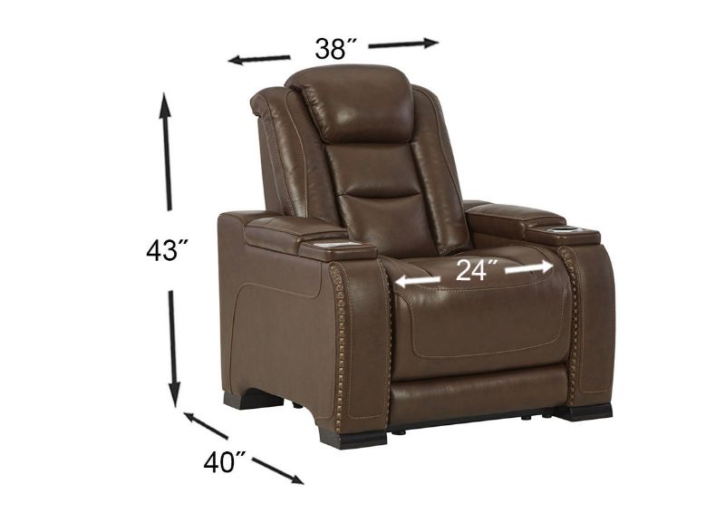 Dimension Details of the Man-Den Power Recliner in Mahogany Brown by Ashley Furniture | Home Furniture Plus Bedding