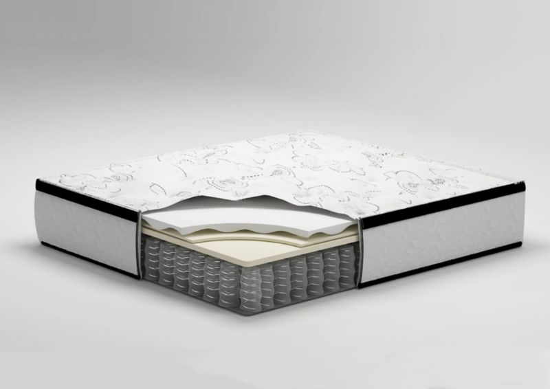 Chime 12 Inch Hybrid Mattress by Ashley Furniture Showing the Mattress Layers | Home Furniture Plus Bedding