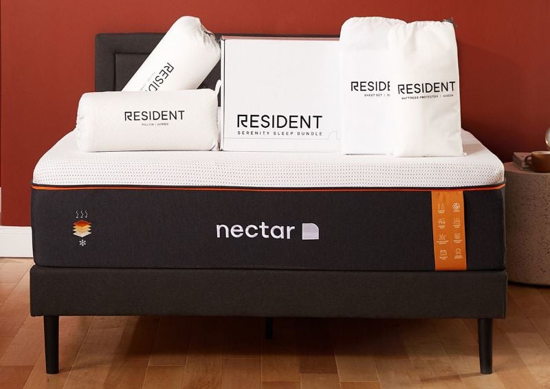 Nectar Bed Displaying the Contents of the Nectar Serenity Sleep Bundle by Resident Home | Home Furniture Plus Bedding