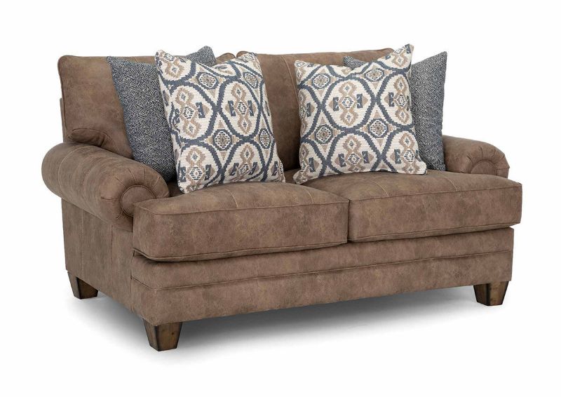 Slightly Angled View  of the Sicily Loveseat in Brown by Franklin | Home Furniture Plus Bedding