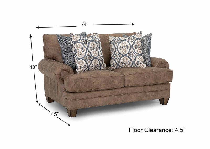 Dimension Details of the Sicily Loveseat in Brown by Franklin | Home Furniture Plus Bedding
