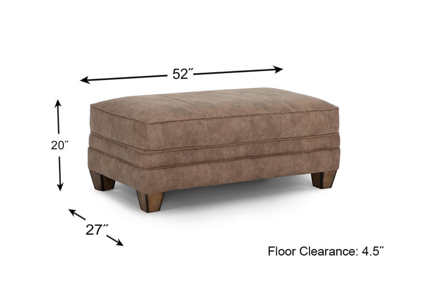 Dimension Details of the Sicily Ottoman in Brown by Franklin | Home Furniture Plus Bedding