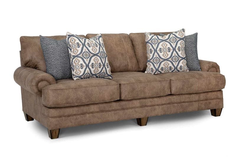 Slightly Angled View of the Sicily Sofa in Brown by Franklin | Home Furniture Plus Bedding