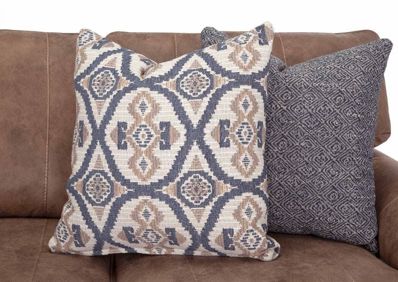 Close Up View of the Accent Pillows on the Sicily Sofa in Brown by Franklin | Home Furniture Plus Bedding