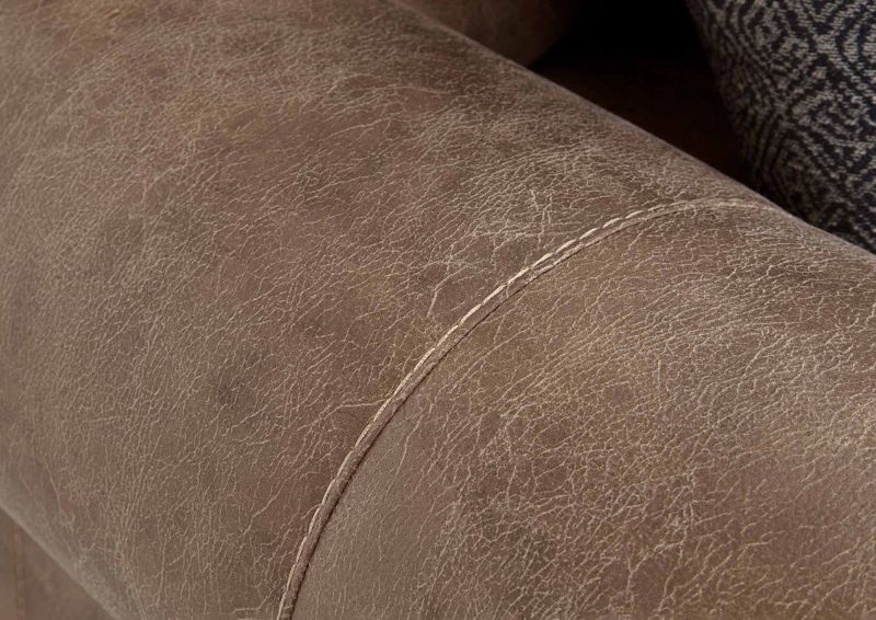 Close Up View of the Stitching on the Sicily Sofa in Brown by Franklin | Home Furniture Plus Bedding