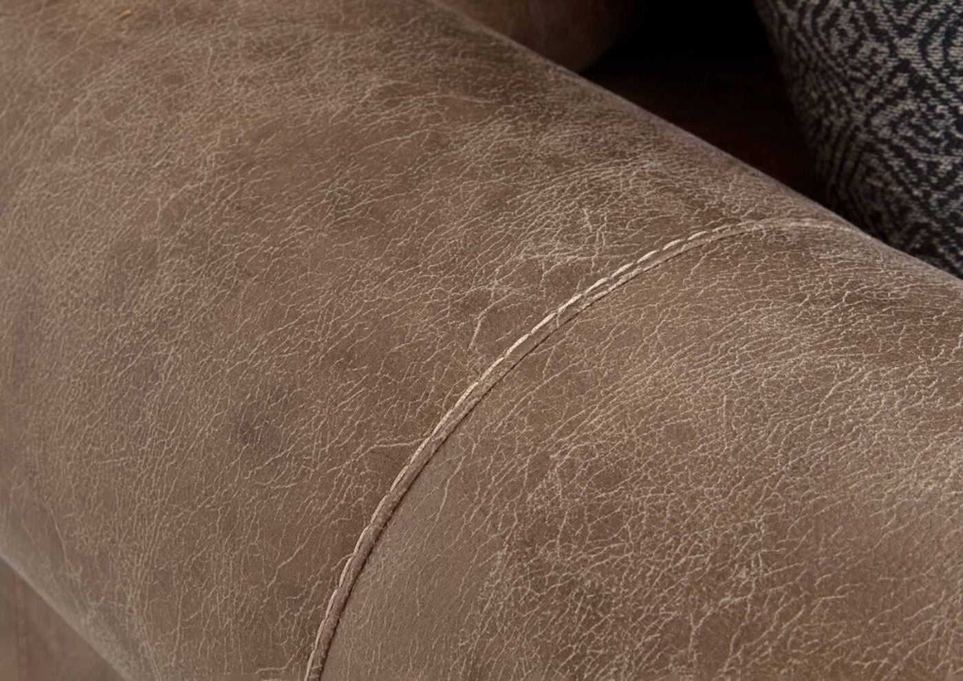 Close Up View of the Stitching on the Sicily Sofa Set in Brown by Franklin | Home Furniture Plus Bedding