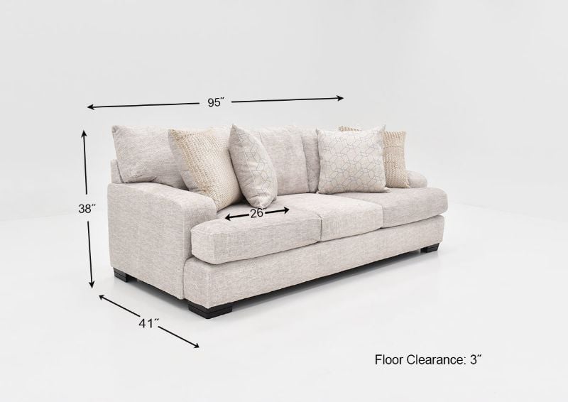 Dimension Details of the Gabriella Sofa in Off-White by Albany Industries | Home Furniture Plus Bedding
