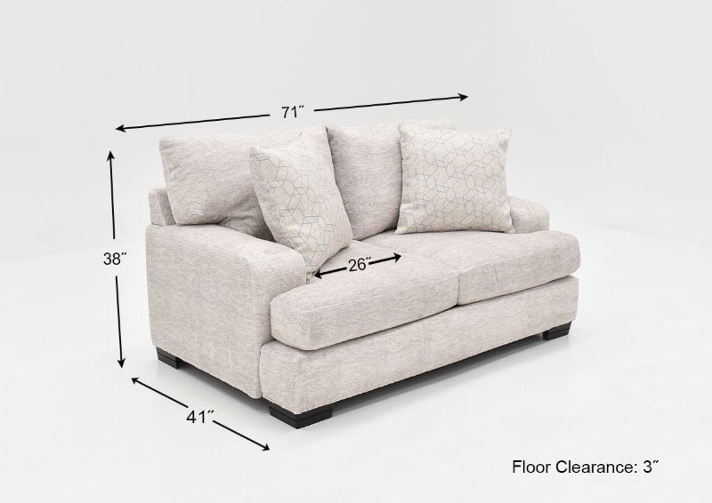 Dimension Details of the Gabriella Loveseat in Off-White by Albany Industries | Home Furniture Plus Bedding
