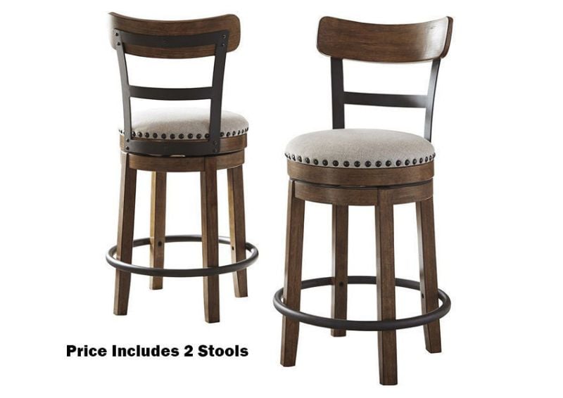 Front and Back Views of the Valebeck 24 Inch Barstool in Brown by Ashley Furniture | Home Furniture Plus Bedding