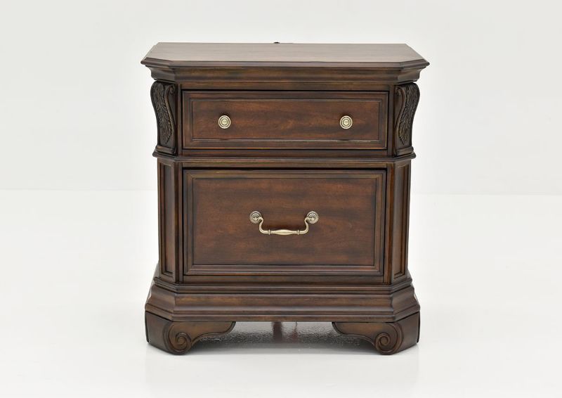 Cherry Brown Devonshire Nightstand by Avalon Showing the Front View | Home Furniture Plus Bedding	