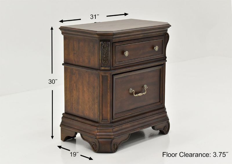 Cherry Brown Devonshire Nightstand with Dimensions | Home Furniture Plus Bedding	
