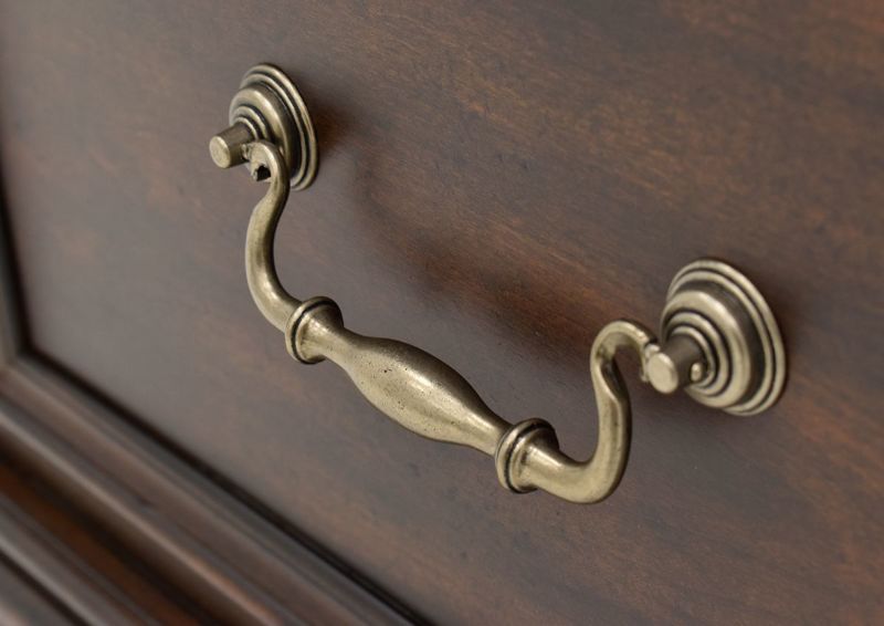 Cherry Brown Devonshire Nightstand Showing the Drawer Pull Detail | Home Furniture Plus Bedding