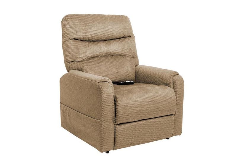 Slightly Angled View of the Mega Motion Lift Chair in Stone | Home Furniture Plus Bedding