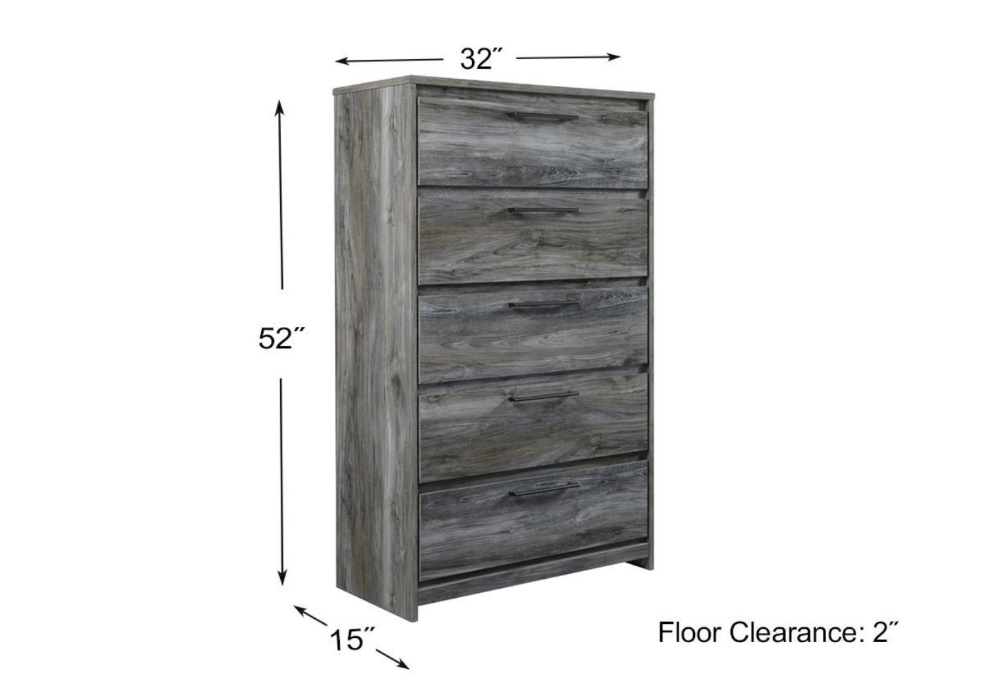 Dimension Details of the Baystorm Chest of Drawers in Gray by Ashley Furniture | Home Furniture Plus Bedding