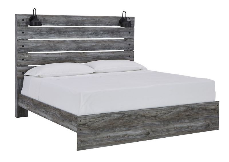 Slightly Angled View  of the Baystorm King Size Bed in Gray by Ashley Furniture | Home Furniture Plus Bedding