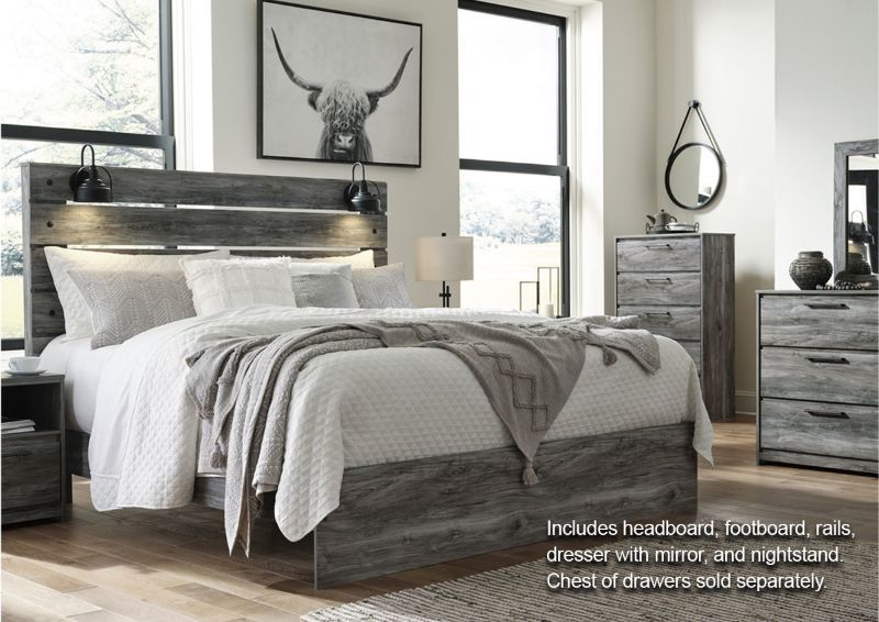 Room View of the Baystorm King Size Bedroom Set in Gray by Ashley Furniture | Home Furniture Plus Bedding