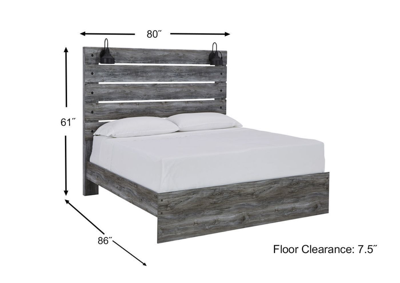 Dimension Details of the Baystorm King Size Bed in Gray by Ashley Furniture | Home Furniture Plus Bedding